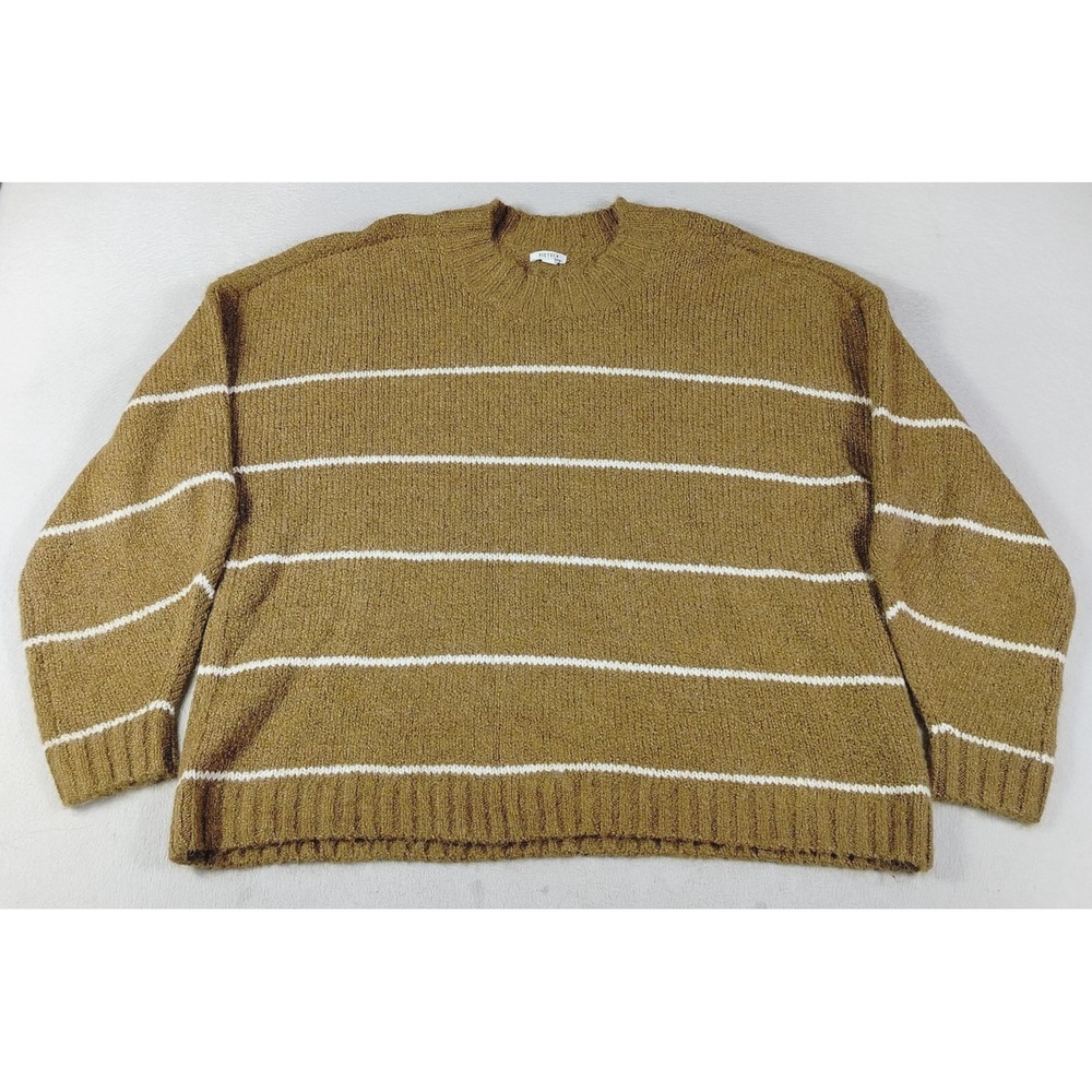 Pistola Carlen Sweater Womens Large Brown Striped Crewneck Knit Alpaca Blend